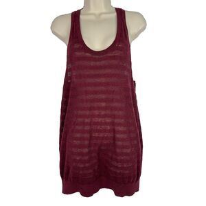 Moda International Sweater Top Y2K Sleeveless Sz L‎  Maroon Cashmere Blend Retro